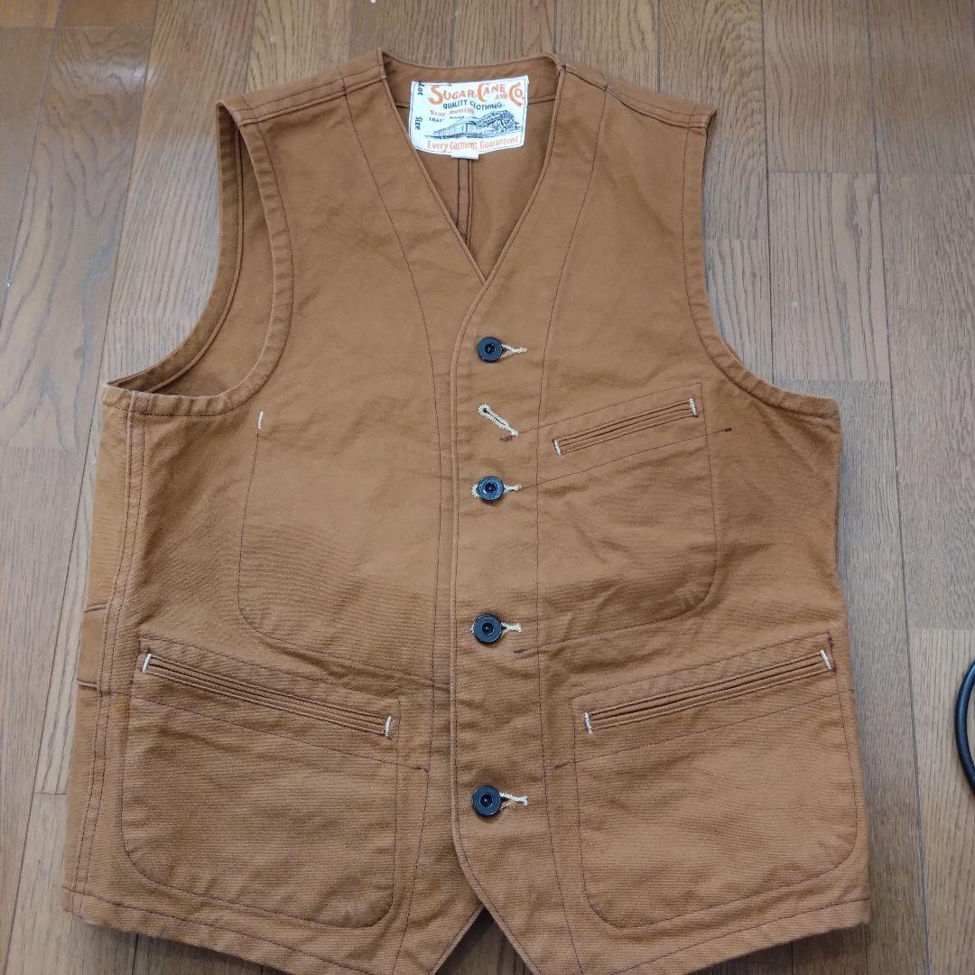 トップス SUGAR CANE BROWN DUCK WORK VEST 38 13oz