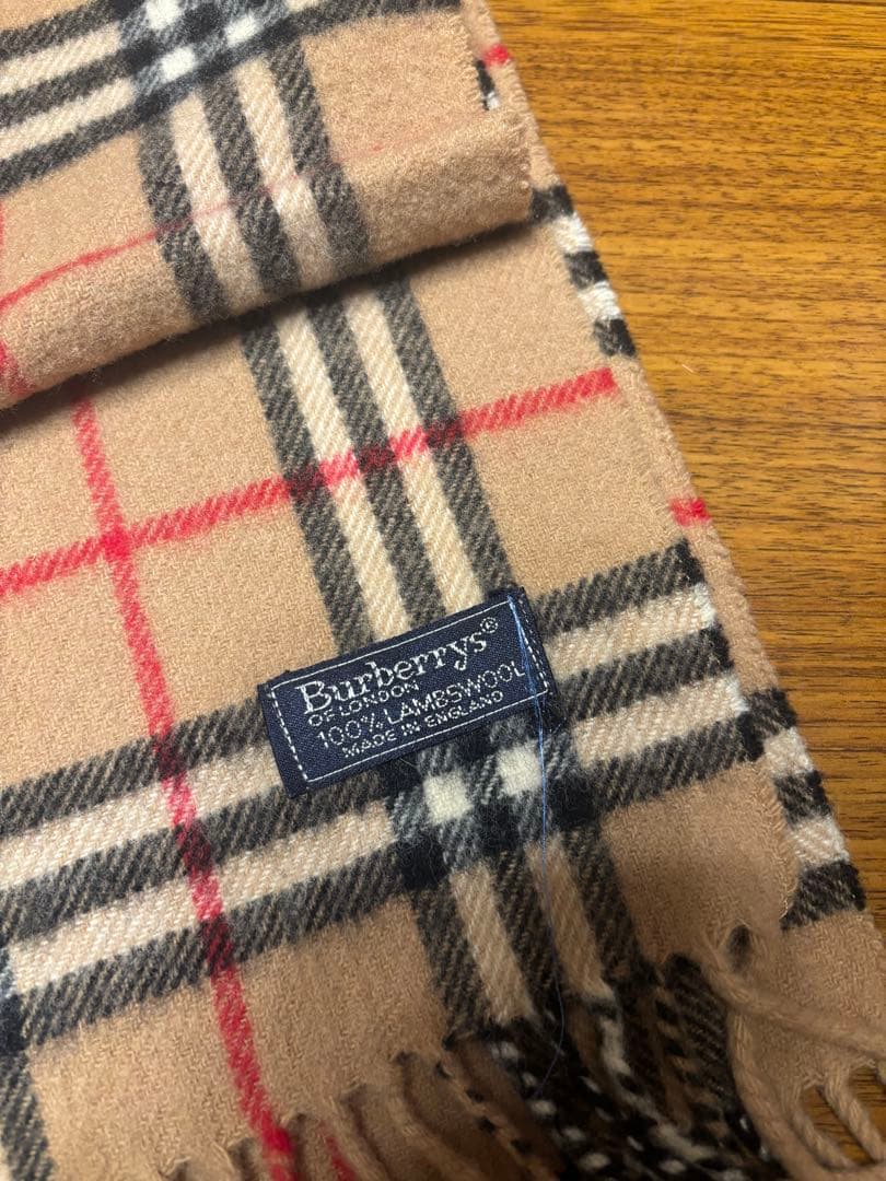 ヒ Burberry チェック柄マフラー 100%ラムウール