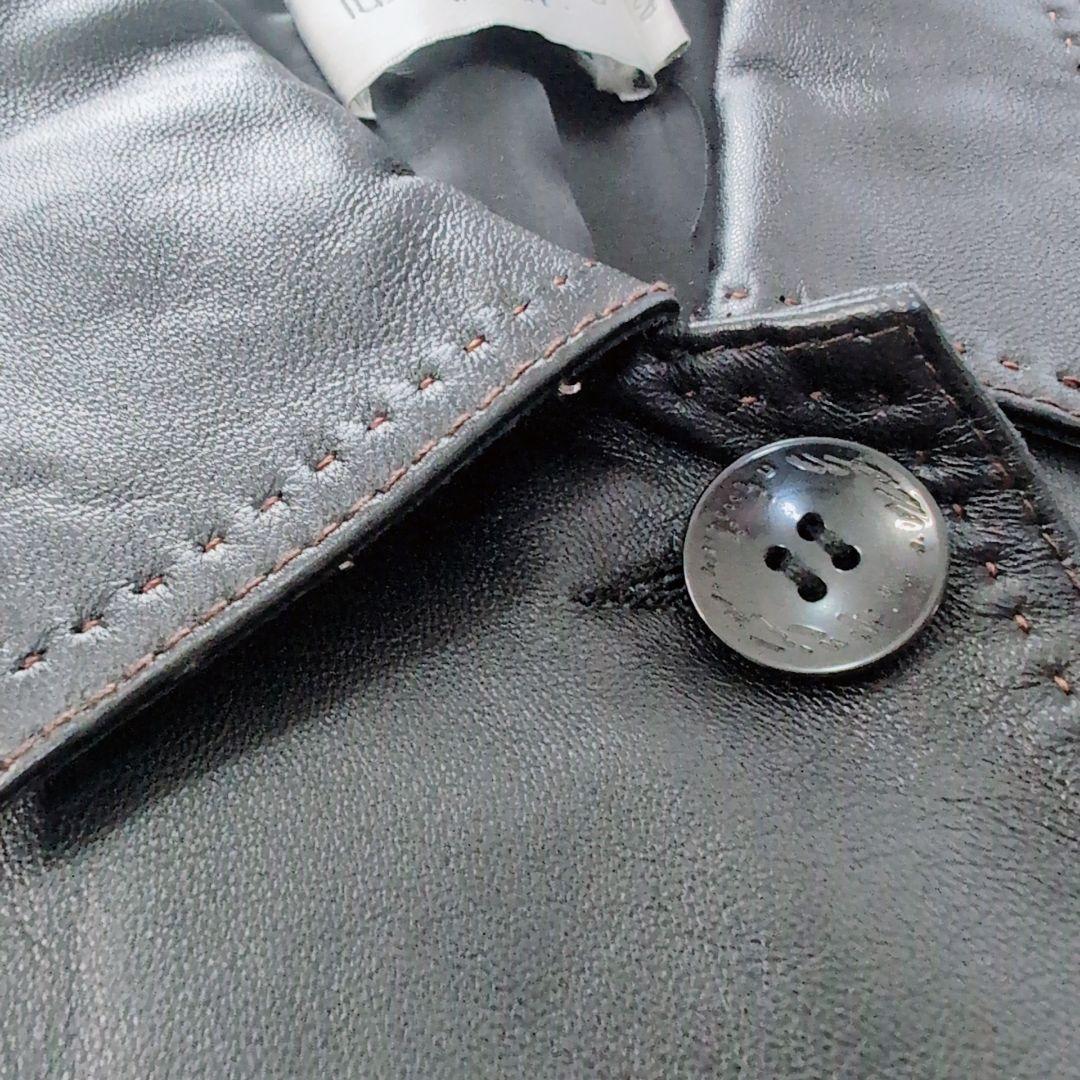 ✨️美品✨️本革　ラムレザー　ロング　レザーコート　上質　L　黒　ステッチ