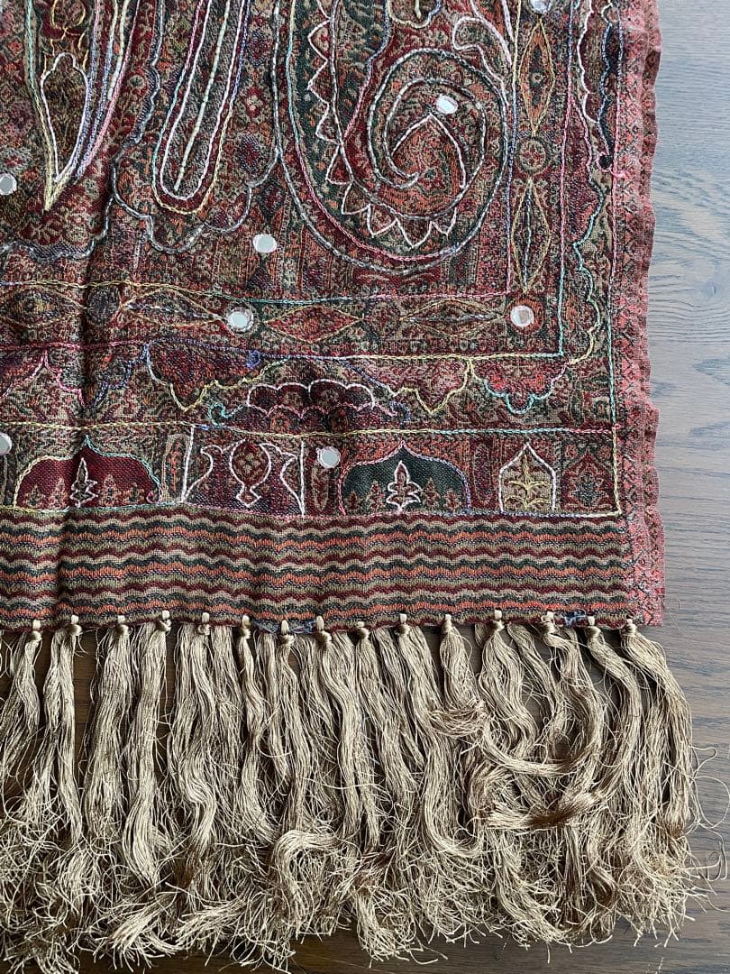 インド製pashminaパシュミナ大判ストール✴️エスニック民族系刺繍ショール