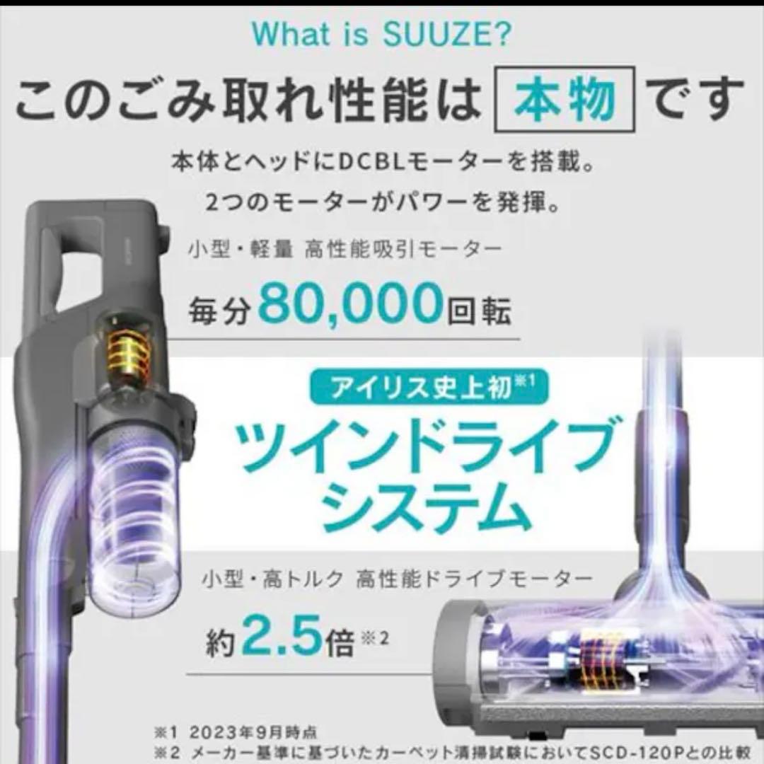 SUUZE 掃除機 コードレス サイクロン 置くだけで充電 SCD-210P-W