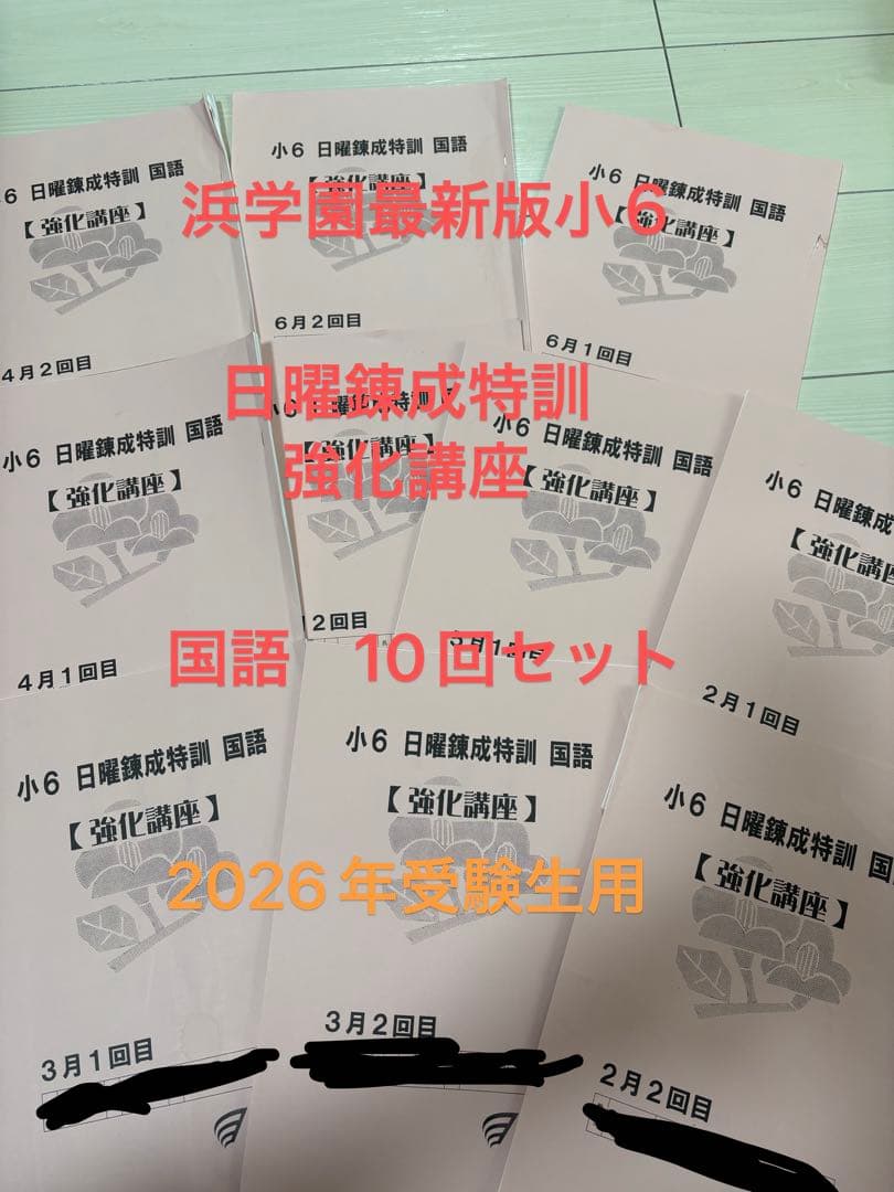 浜学園2025年小6日曜錬成特訓最難関コース算理国3科✖️10冊➕理科プリント付き