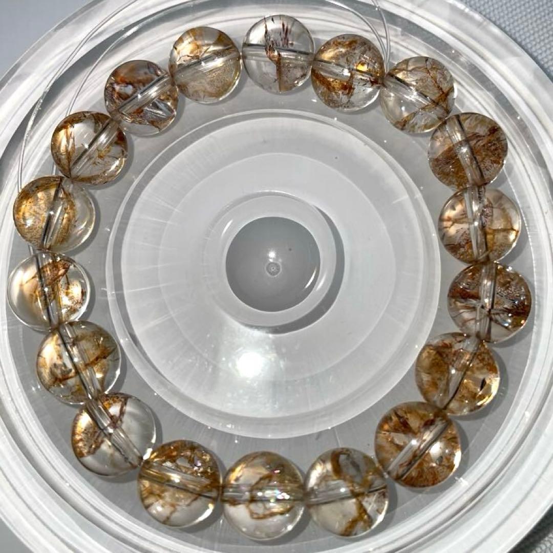 【高品質・希少】錦鯉金箔水晶 虹入 ファイアークォーツ天然石 オーロラ11.5㍉
