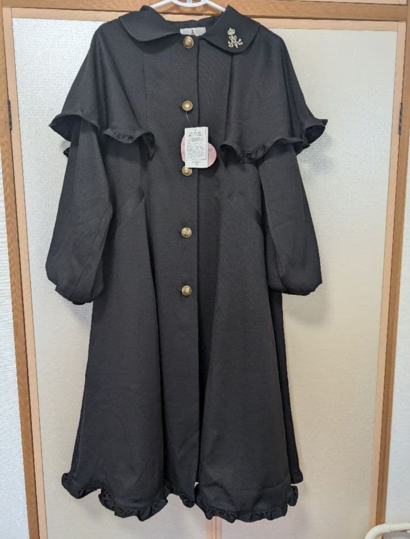 しまむら　青木美沙子　コラボ　ケープコート　4L　黒