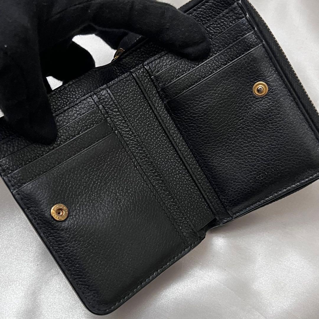 ◇美品◇サンローラン　YSL金具　二つ折り財布　ブラック　グレインレザー