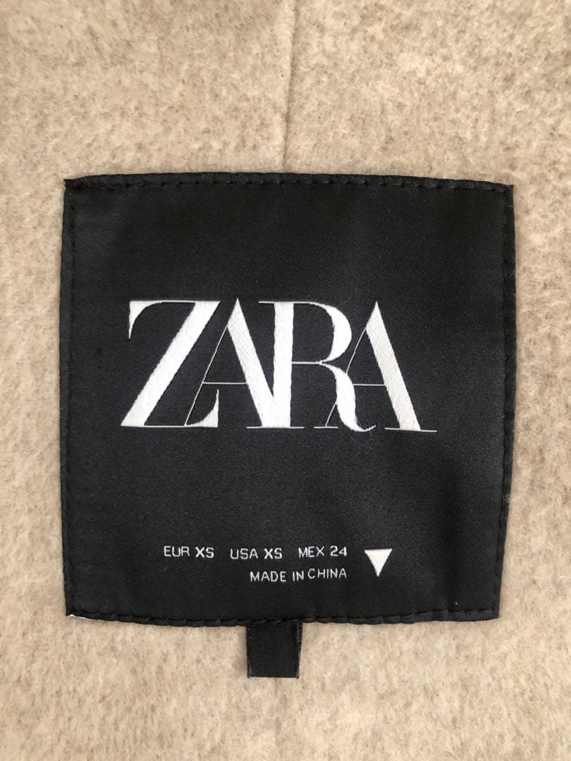 【ZARA】ノーカラーガウンコート　ナチュラル　XS