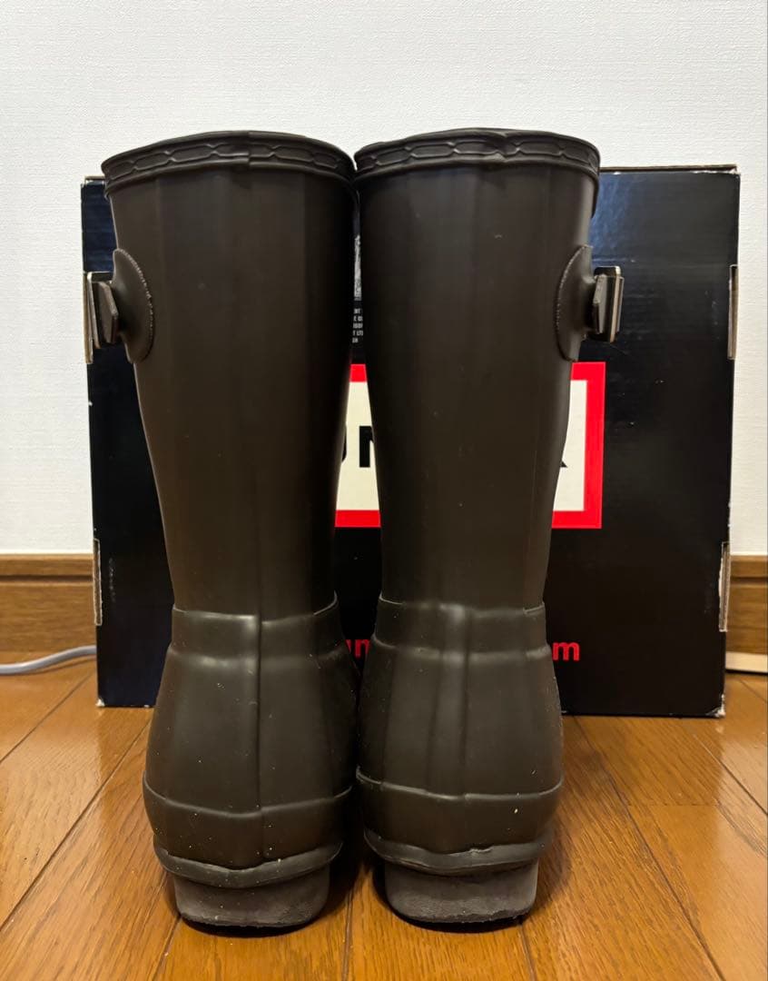 HUNTER レインブーツ 24 チョコレートW23785 インナーソックス付