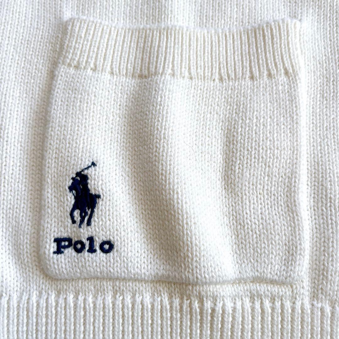 美品✨ラルフローレン コットンニットカーディガン オフホワイト ポニー刺繍 XS