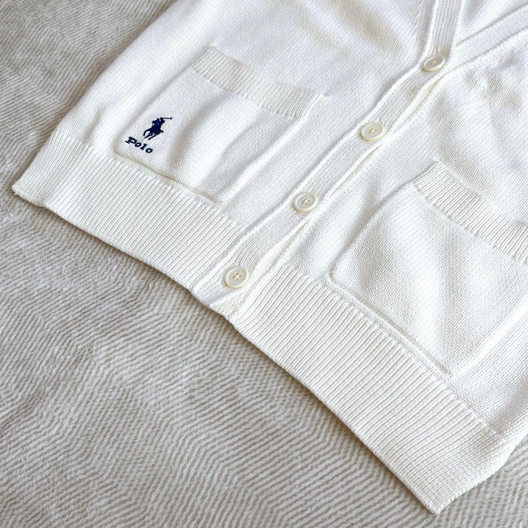 美品✨ラルフローレン コットンニットカーディガン オフホワイト ポニー刺繍 XS
