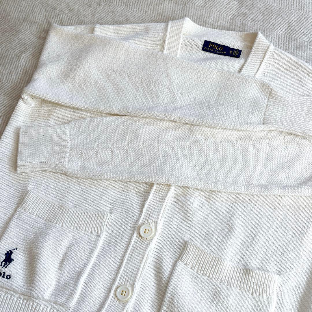 美品✨ラルフローレン コットンニットカーディガン オフホワイト ポニー刺繍 XS