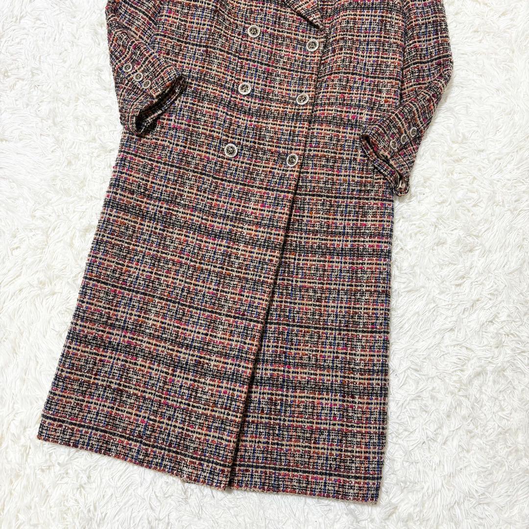 【美品】 DUALVIEW カラフルツイード　ロングコート　ビジューボタン　40