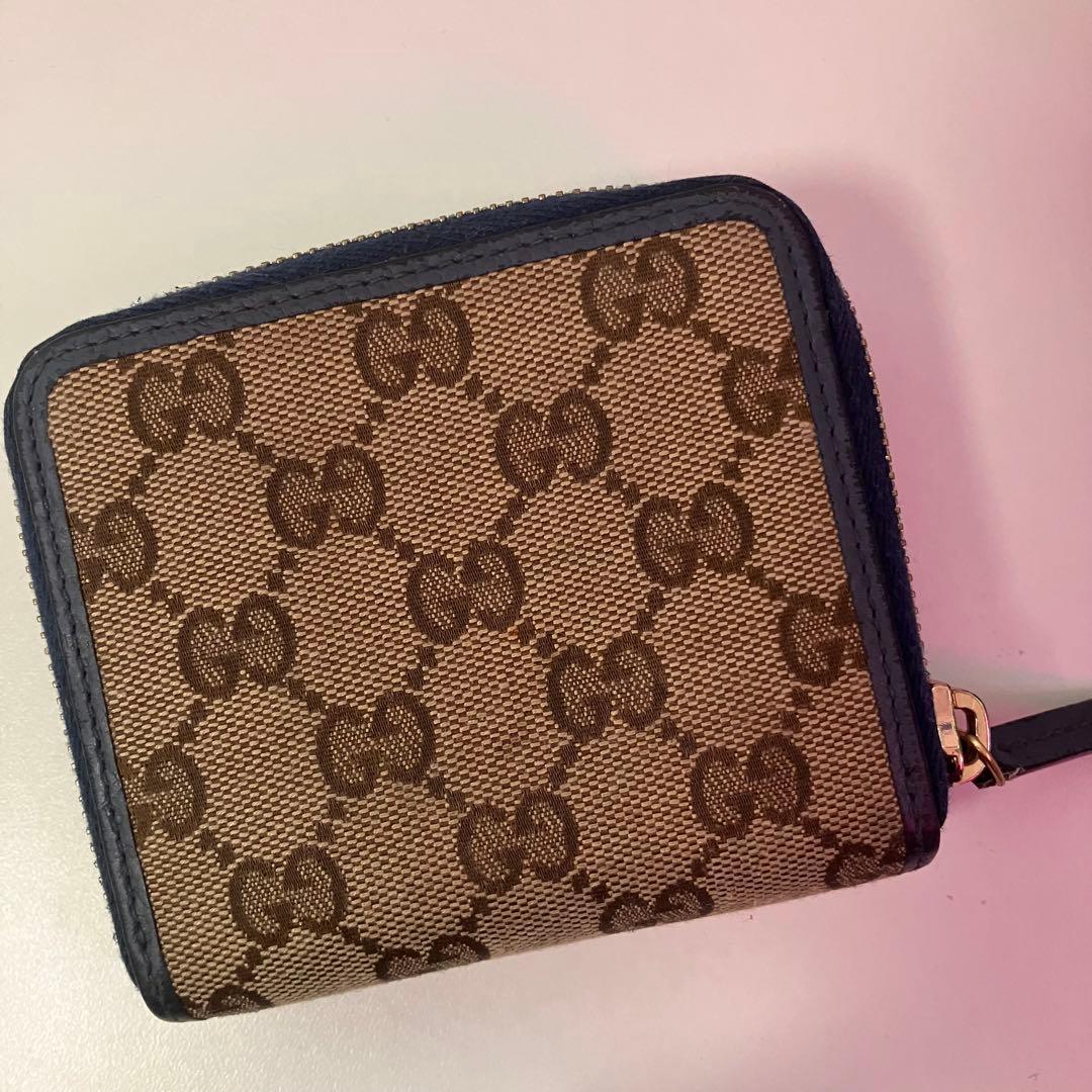 GUCCI 二つ折り財布 ブラウン/ネイビー