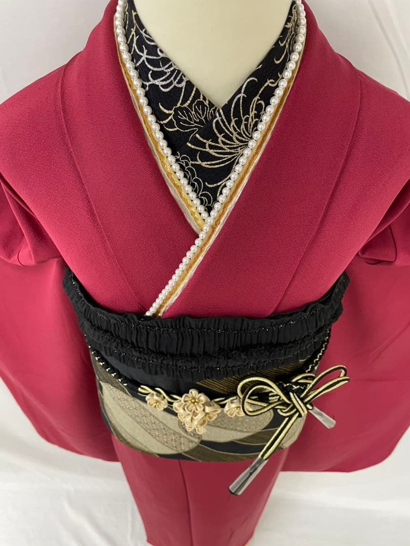 ★★正絹 無地ボルドー振袖 豪華7点フルセット 成人式 モダンコーデ★★
