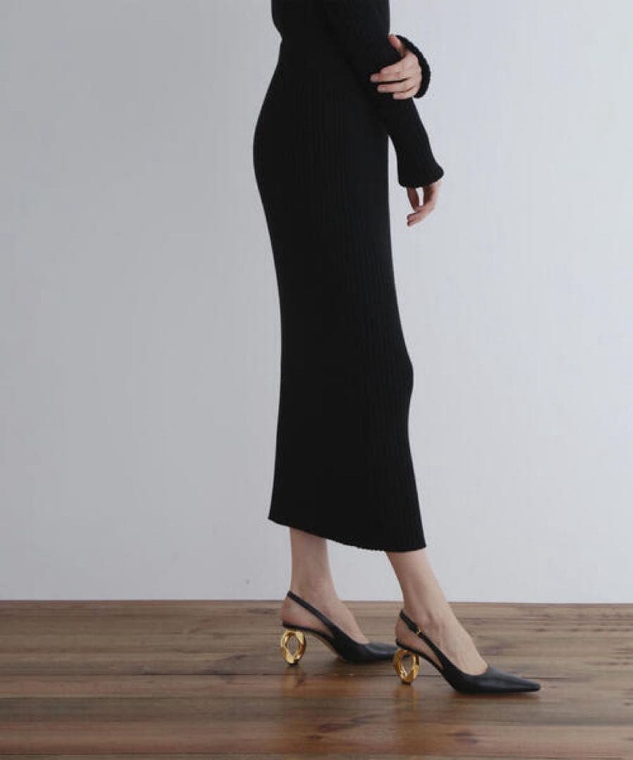極美品 25aw ルフィル ワイドリブニットスカート ブラック タイト ロング