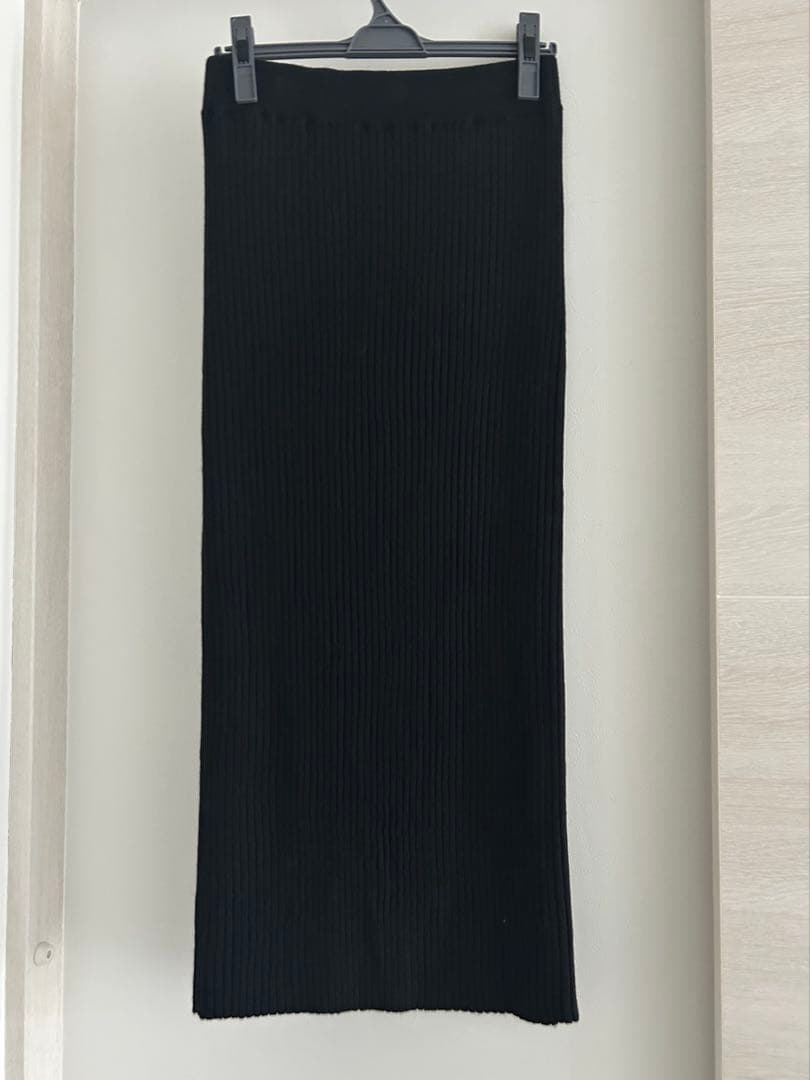 極美品 25aw ルフィル ワイドリブニットスカート ブラック タイト ロング