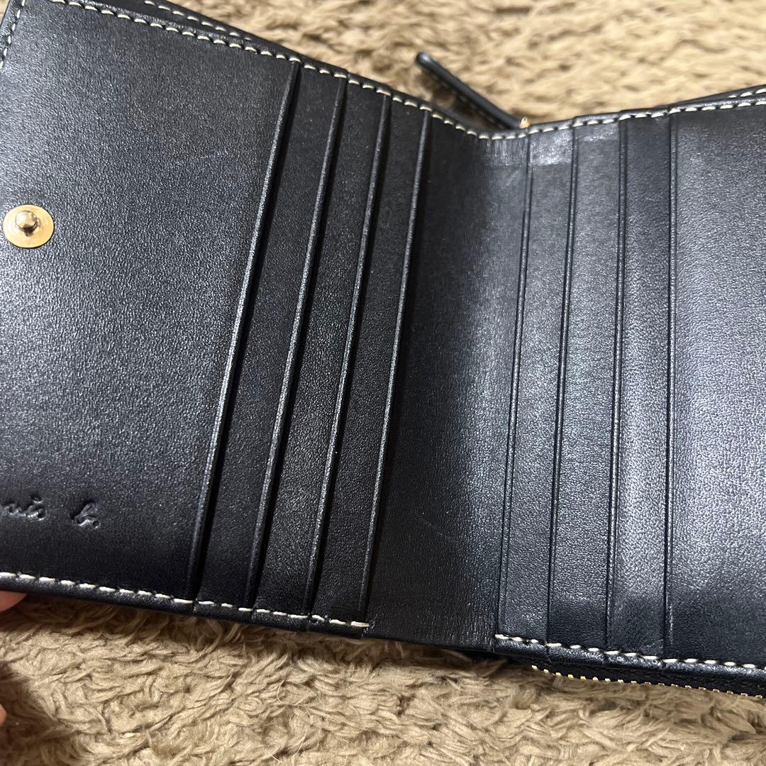 agnès b. ブラック 二つ折り財布　牛革