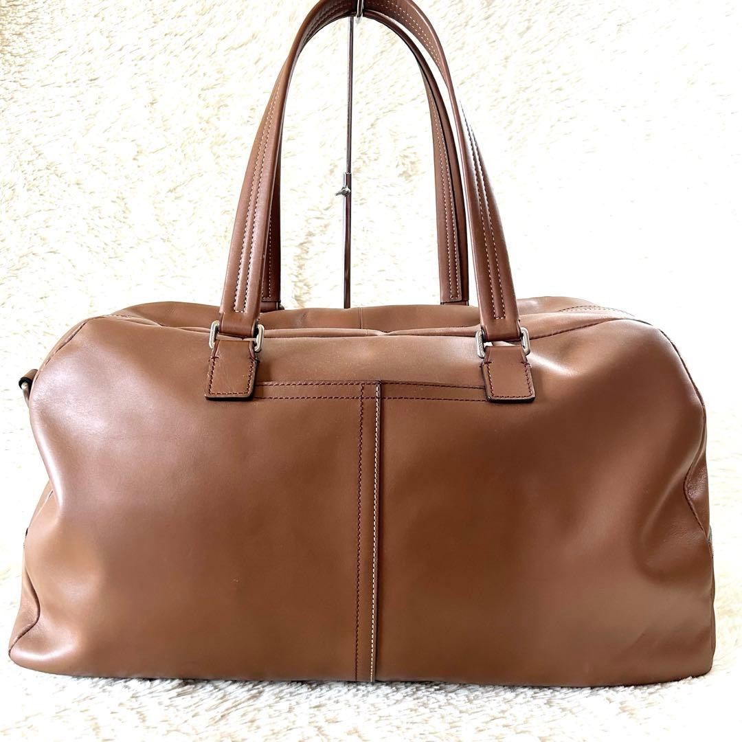 COACH コーチ ボストンバッグ 旅行バッグ オールレザー 大容量 ブラウン