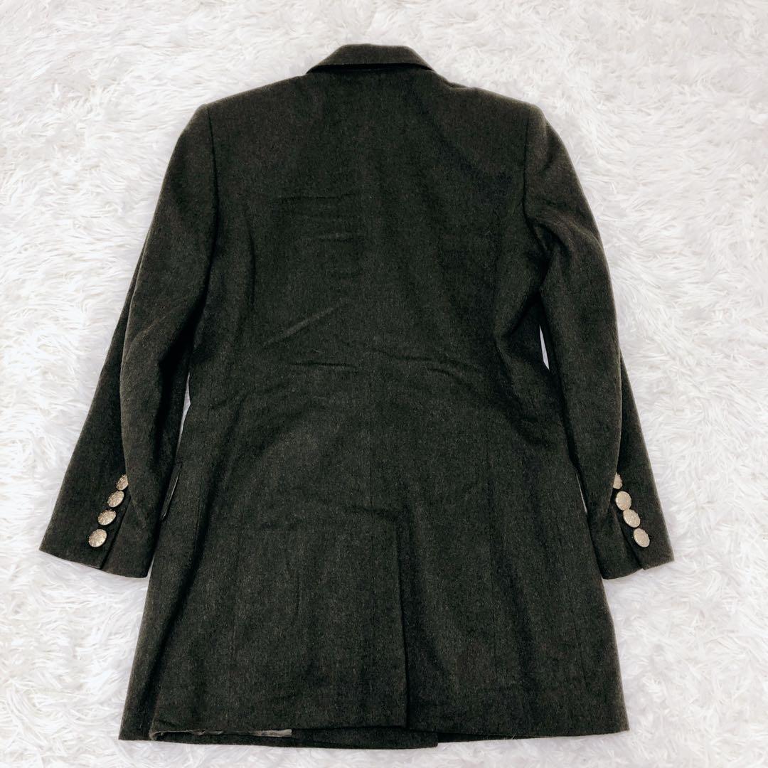 ESCADA　金ボタン　ダブルブレスト　カシミヤ100%　コート　ワッペン
