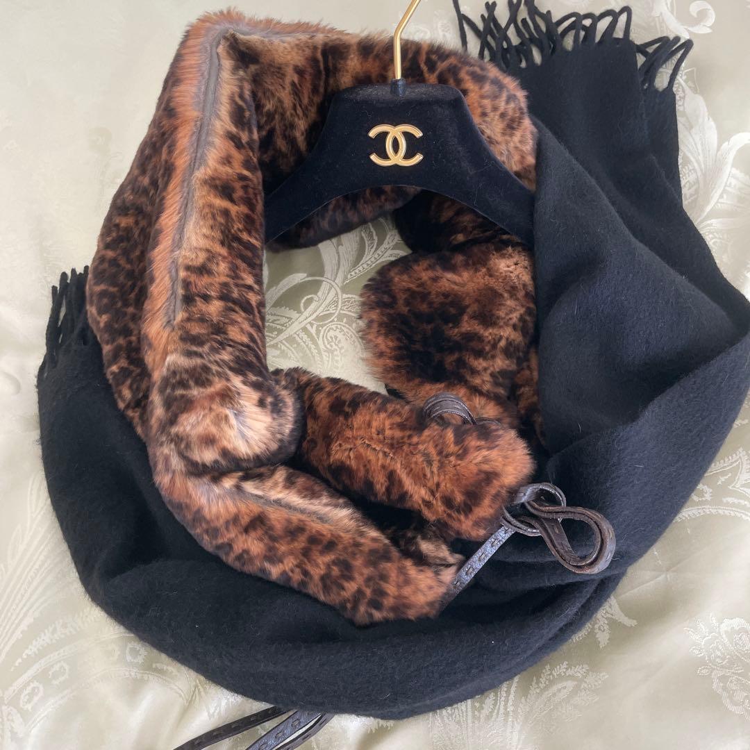 ✨FENDI✨ミンク&カシミヤ　レオパード柄✨キャンディストール