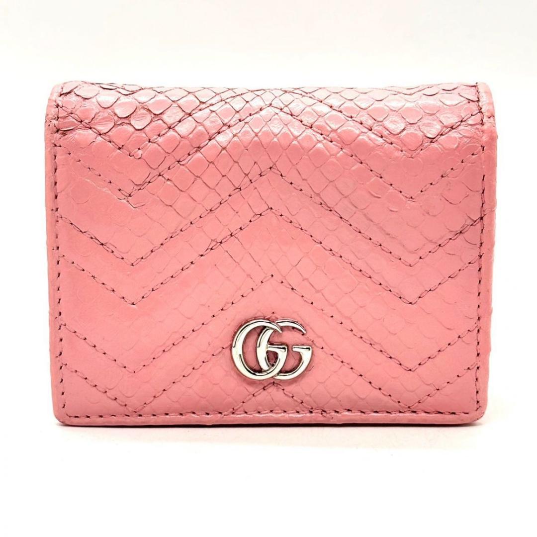 は*な様 GUCCI　二つ折り財布 GGマーモント パイソン キルティング Vス