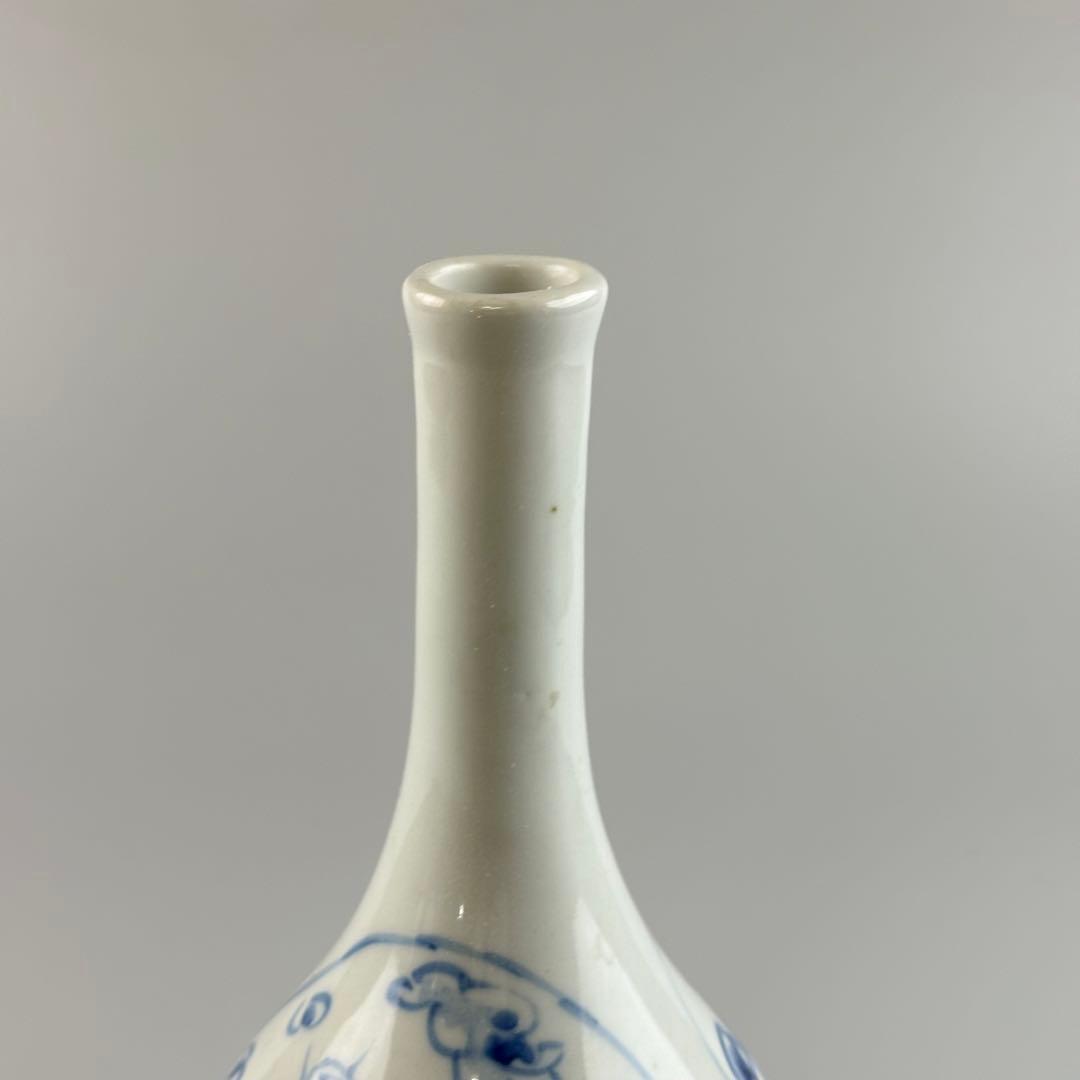 李朝 染付 魚紋 壷 花瓶