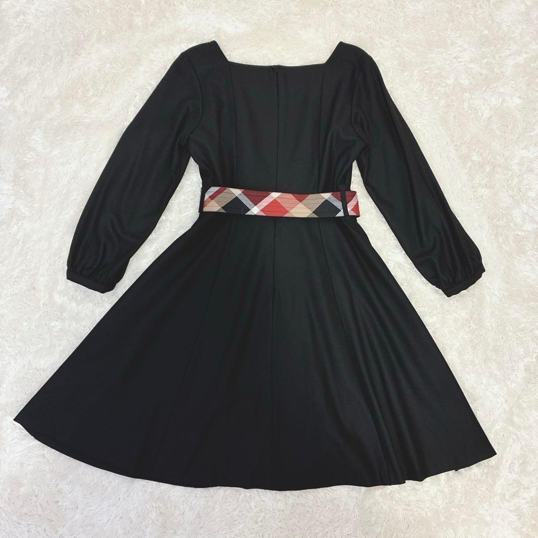 【美品】ブルーレーベルクレストブリッジ ワンピース ベルト チェック フレア