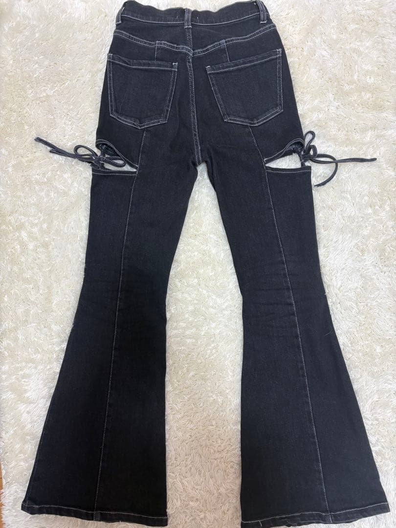 RESEXXY カットアウトリボンデニムパンツ xs ブラック