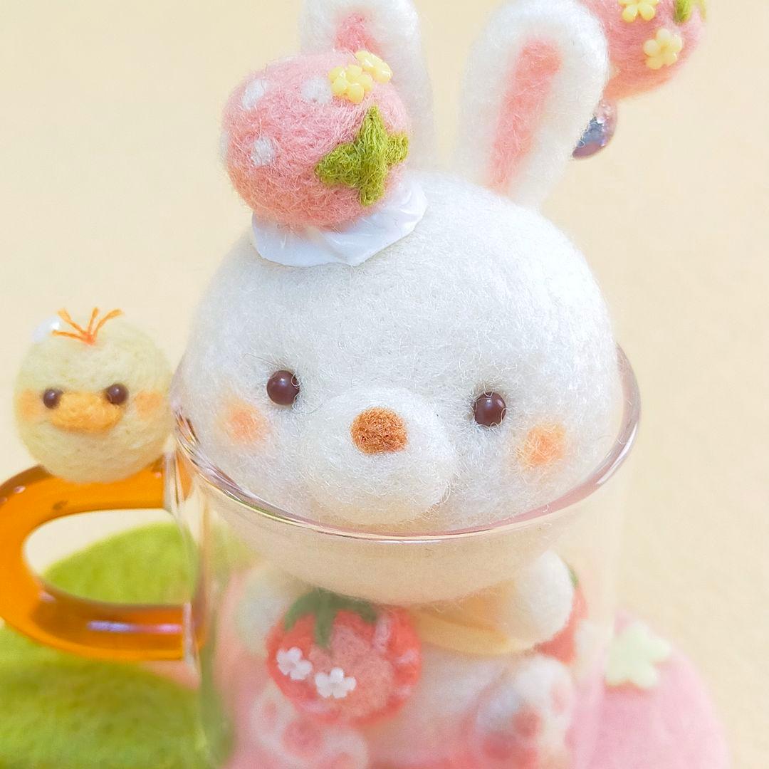 ✿羊毛フェルト✿ストロベリー✿うさぎさん✿tea✿