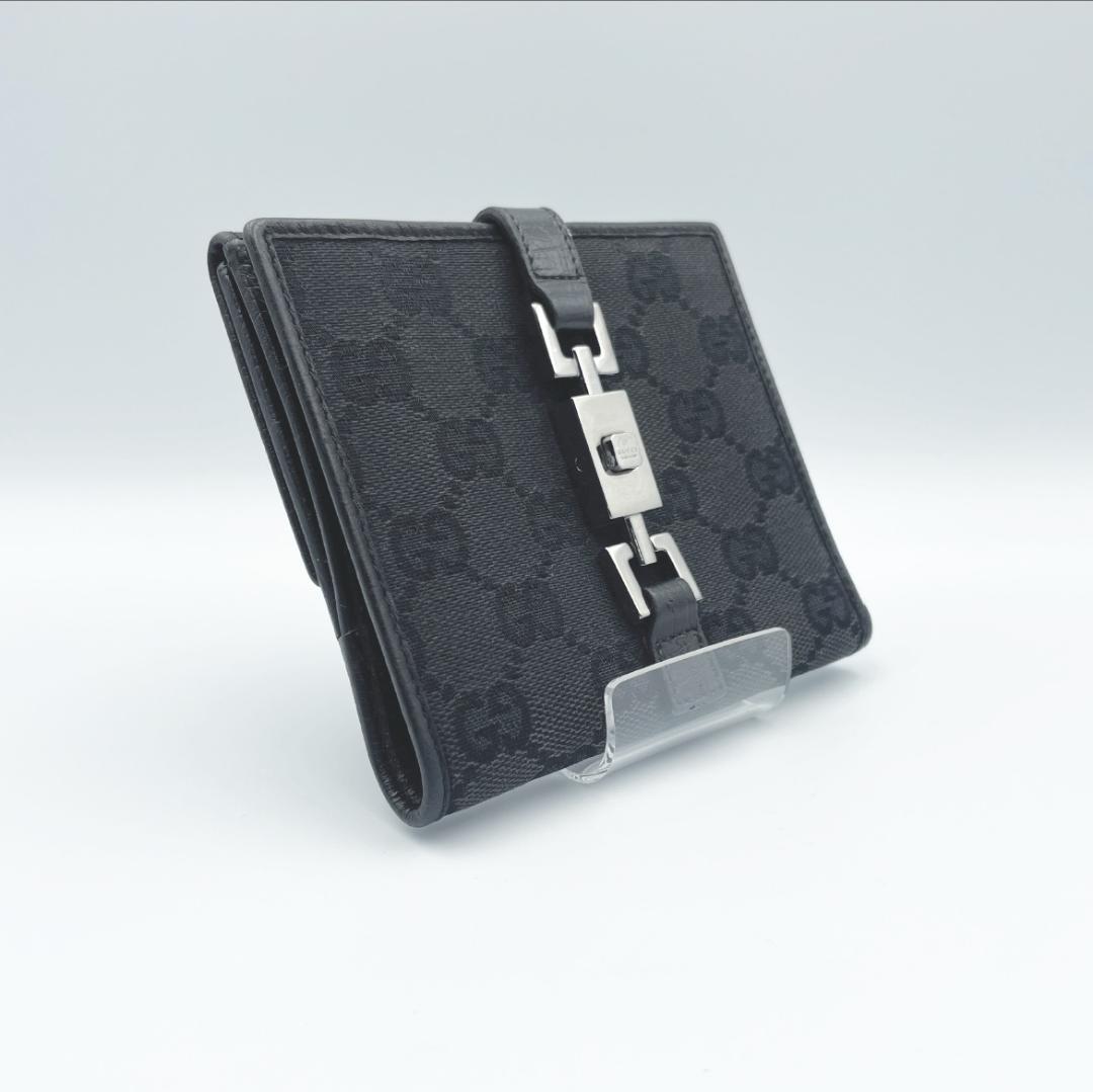 【GUCCI（グッチ）】GGキャンバス ジャッキー 二つ折り財布 ブラック