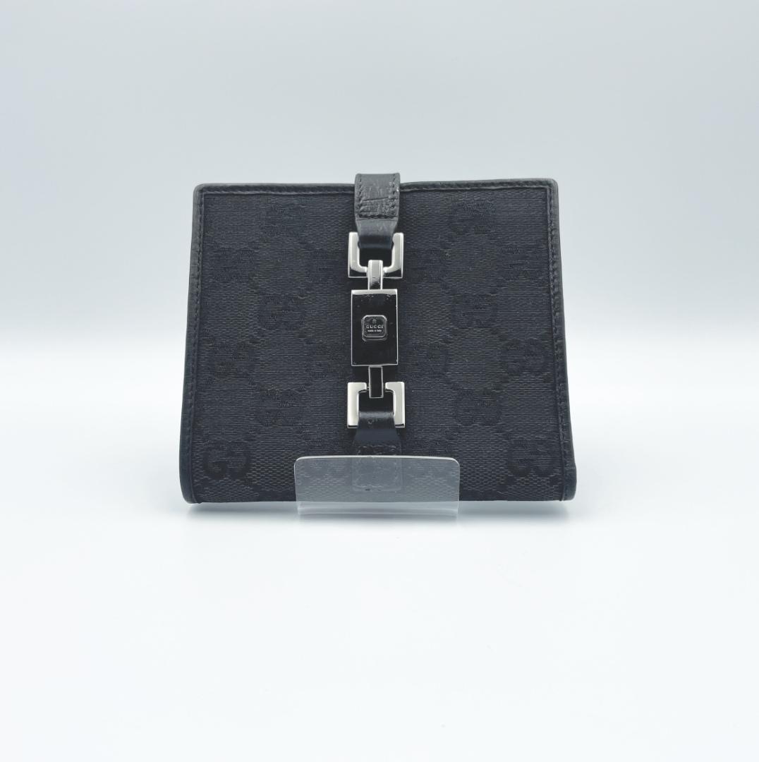 【GUCCI（グッチ）】GGキャンバス ジャッキー 二つ折り財布 ブラック
