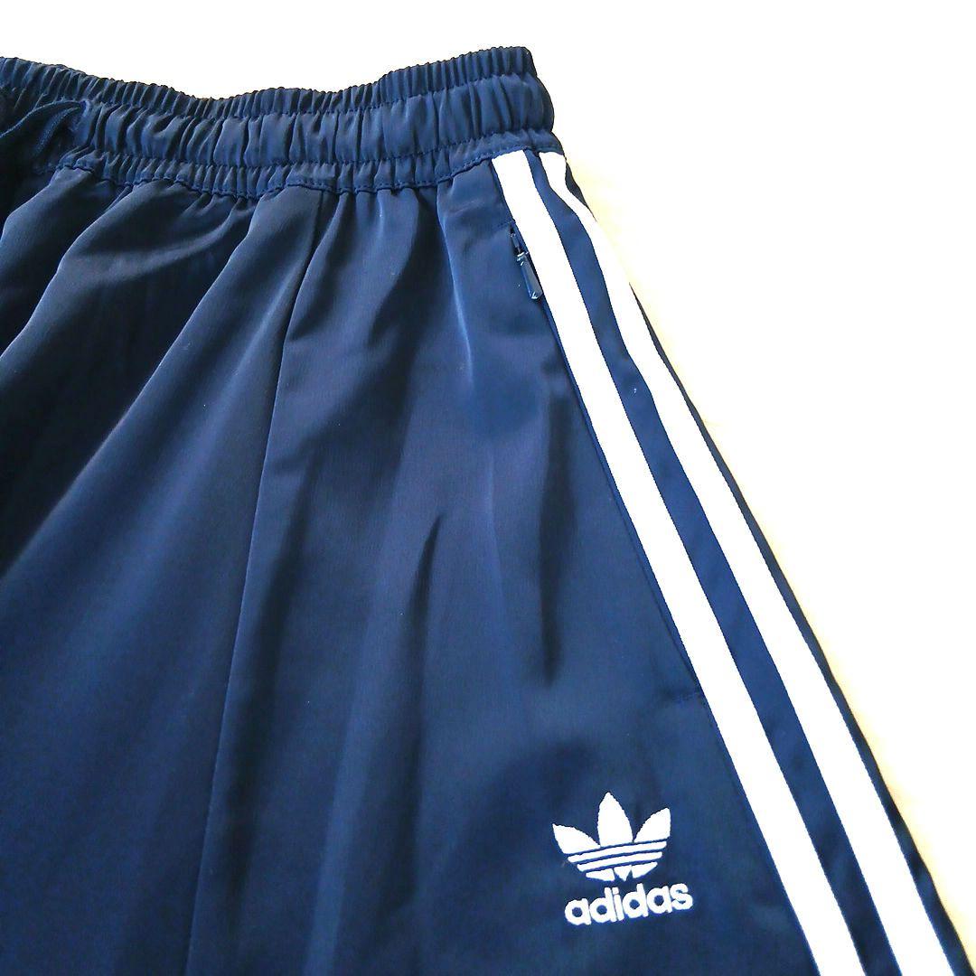 adidas アディダス スカート ロング サテン フレアー ネイビー ライン