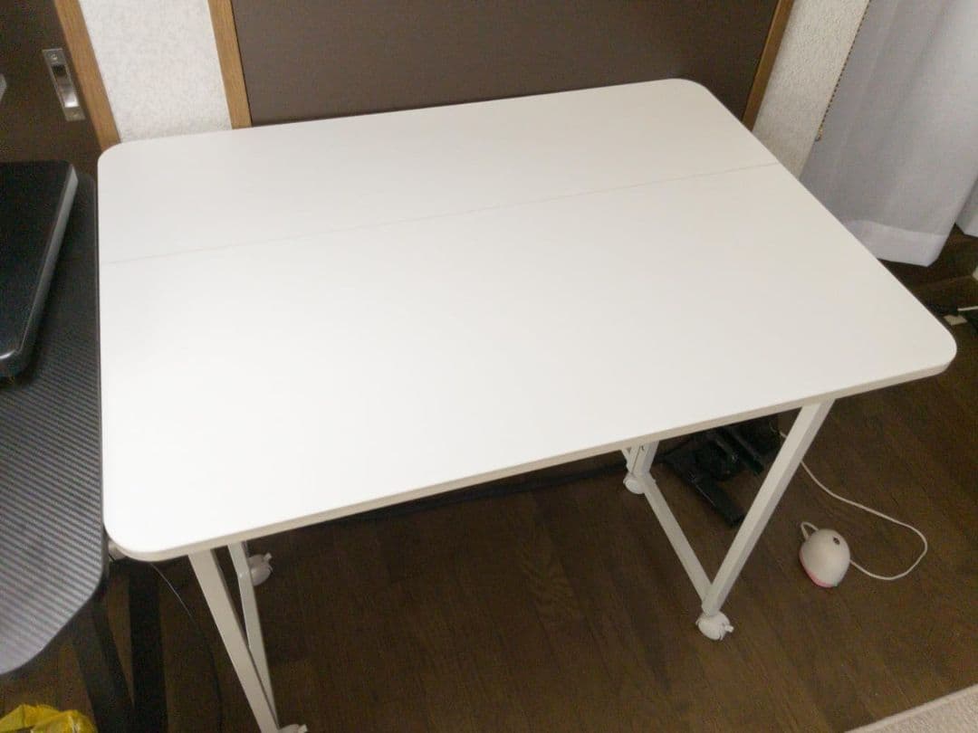 ホワイト 折りたたみ式パソコンデスク幅100×奥行58×高さ75cm