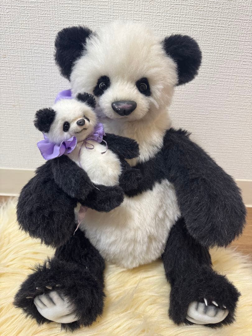 海外作家様作　アートドール　テディベア　パンダの親子