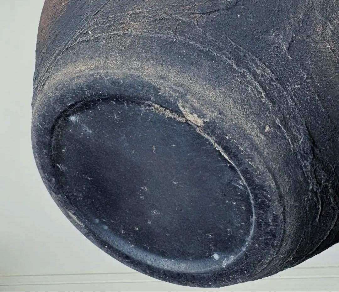 大壺　高さ37cm 陶器　時代物　黒　花器(検) 二階堂明弘　内田鋼一　濱名一憲