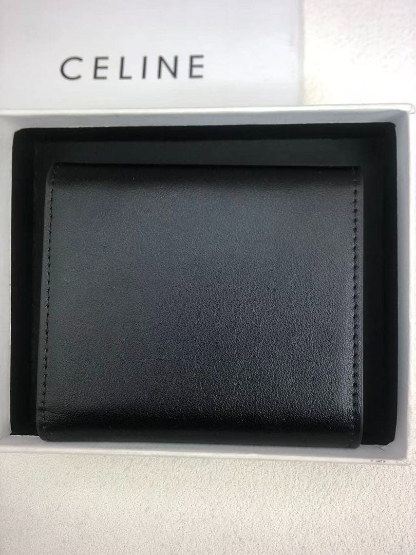 CELINE トリオンフ 三折り財布 ブラック ゴールド金具