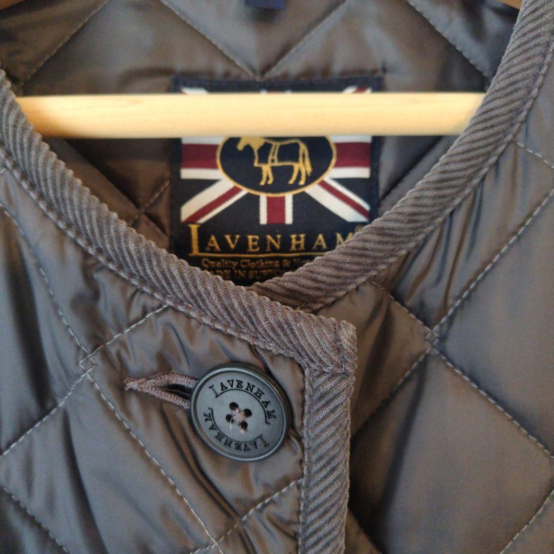 ラベンハム　LAVENHAM　ノーカラーロングキルティングコート