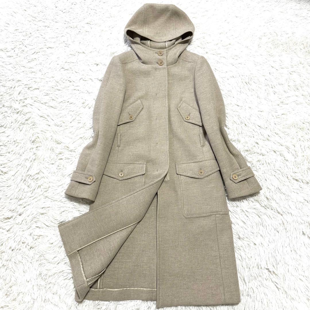'S MaxMara エスマックスマーラ　アンゴラ入り　ロングコート　フード付き