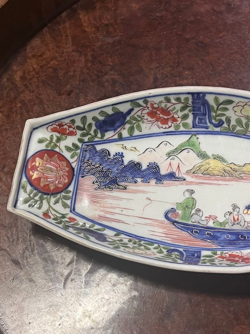 古伊万里　舟皿　長皿　色絵　柿右衛門　古九谷　九谷　唐草