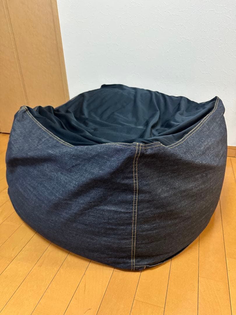 【送料込み】無印良品　体にフィットするソファ　デニム風ビーズクッション