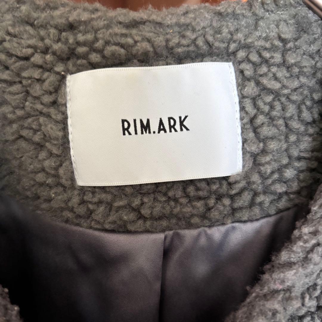 【美品】RIM ARK ノーカラーボアコート リムアーク　ロングコートク