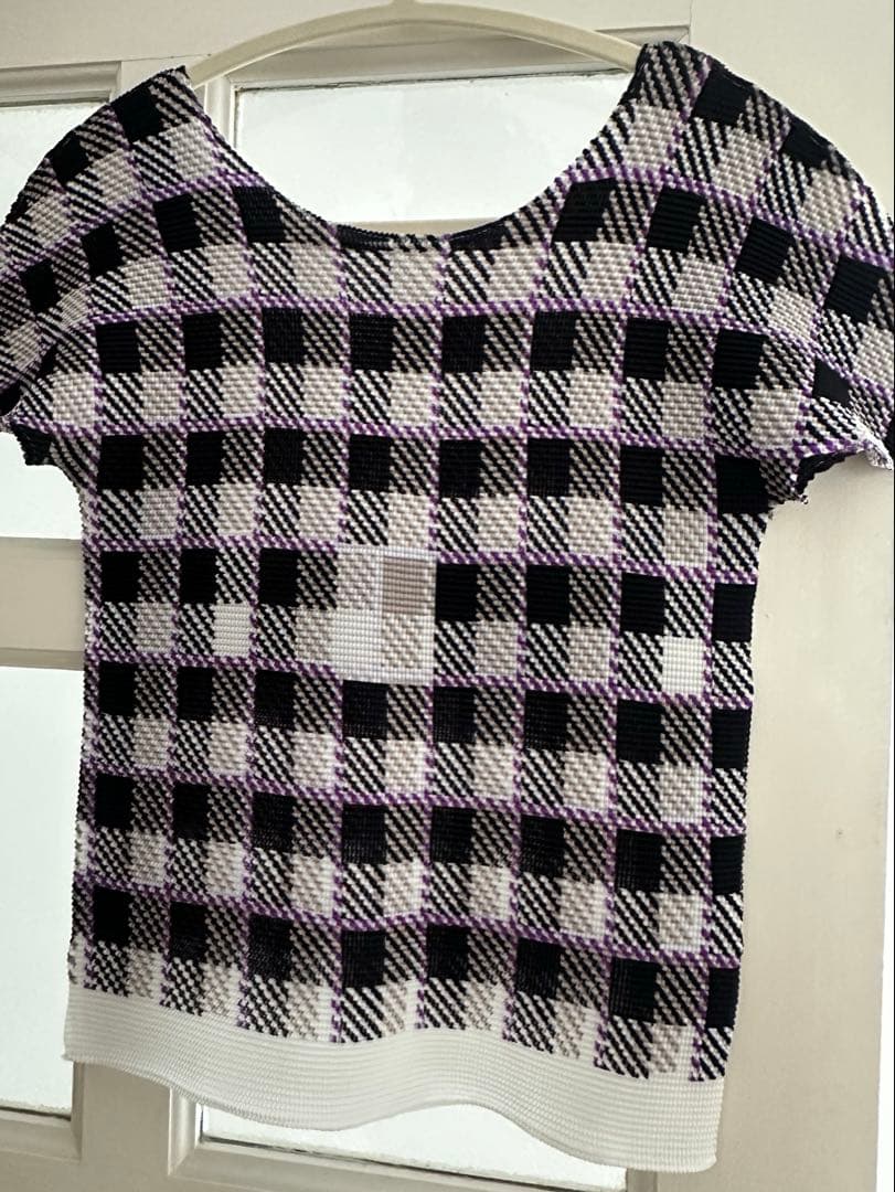 me ISSEY MIYAKE ストレッチプリーツ チェック柄 カットソー