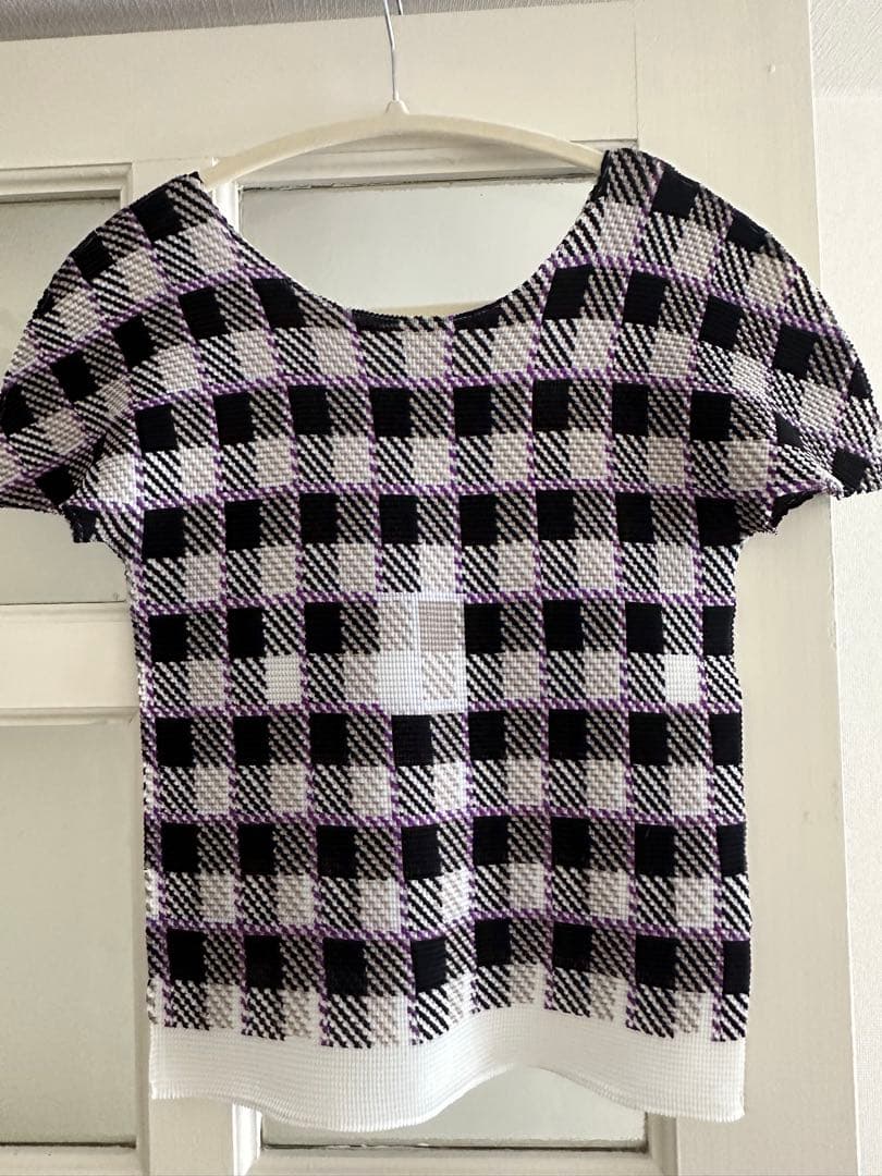 me ISSEY MIYAKE ストレッチプリーツ チェック柄 カットソー