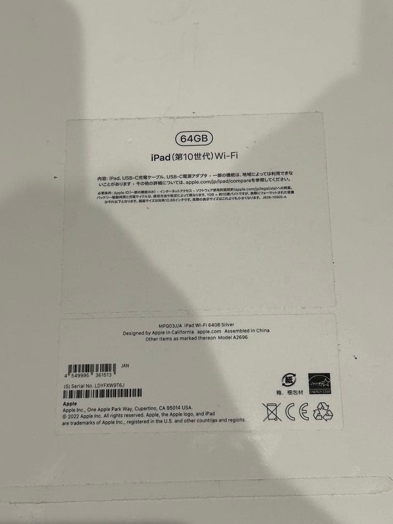 iPad 第10世代 シルバー 本体のみ