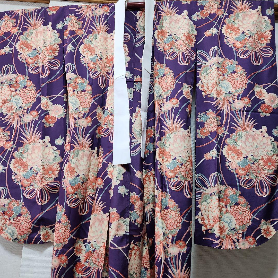 洗える振り袖と長襦袢　美品　赤　ツル