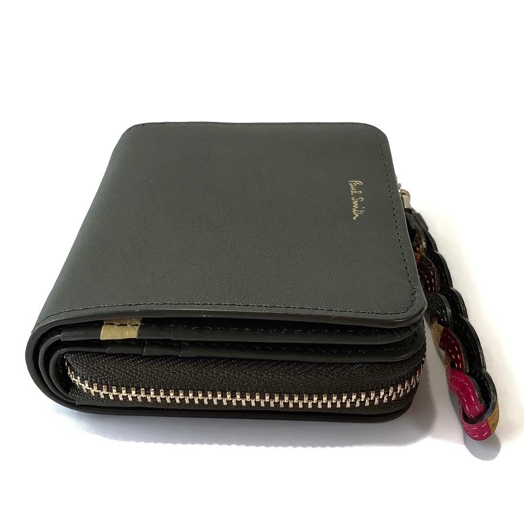 新品★ポールスミス★スワールトリムLファスナー２つ折り財布★カーキグリーン