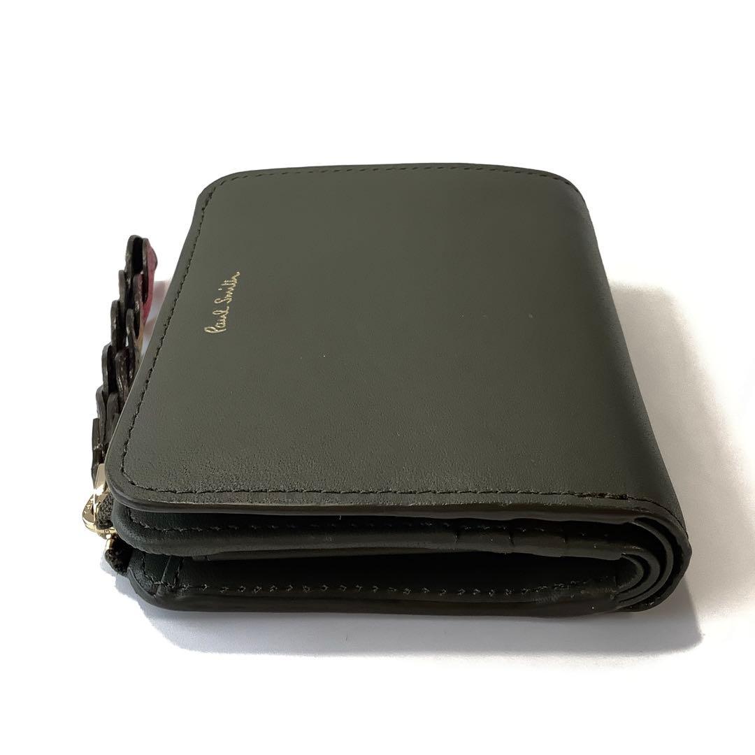 新品★ポールスミス★スワールトリムLファスナー２つ折り財布★カーキグリーン