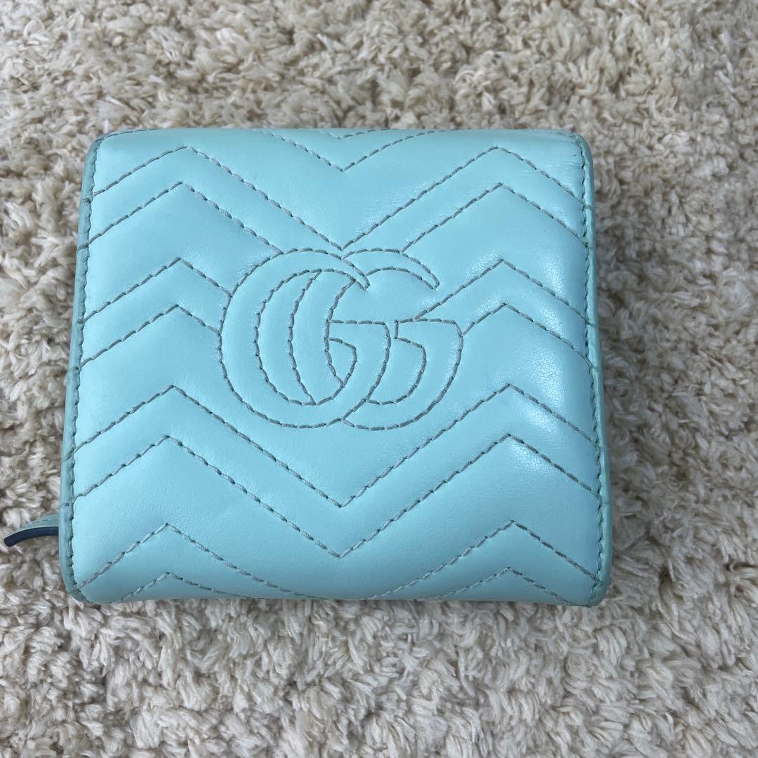 GUCCI ライトブルー 二つ折り財布