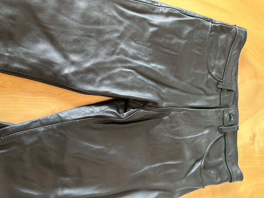 Schott ブラックレザーパンツ W34