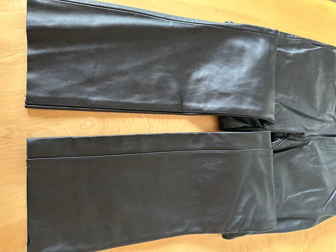 Schott ブラックレザーパンツ W34