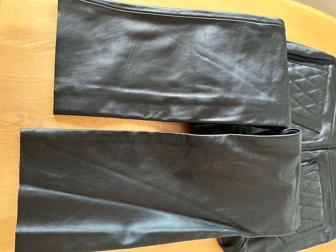Schott ブラックレザーパンツ W34